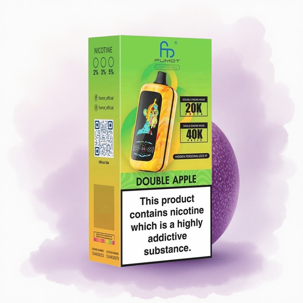 Fumot Digital Monkey 20000/40000 Puffs Măr Dublu cu 850 mAh și Nicotină 5
