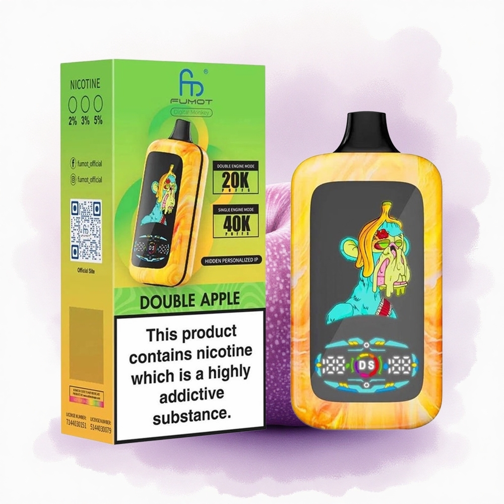Fumot Digital Monkey 20000/40000 Puffs Măr Dublu cu 850 mAh și Nicotină 5