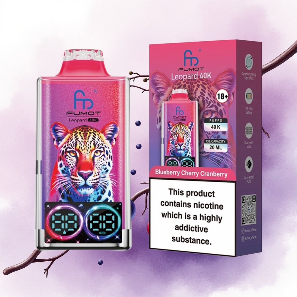 Fumot Leopard 40K Puffs Afine Coacăze Visine 5 Nicotină 700mAh Dual Mesh