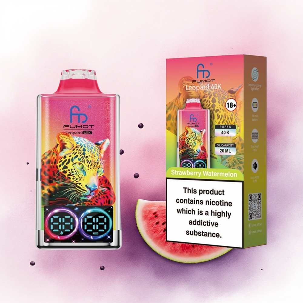 Fumot Leopard 40K Puffs Căpșună Pepene Verdeață 5 Nicotină 700mAh Dual Mesh