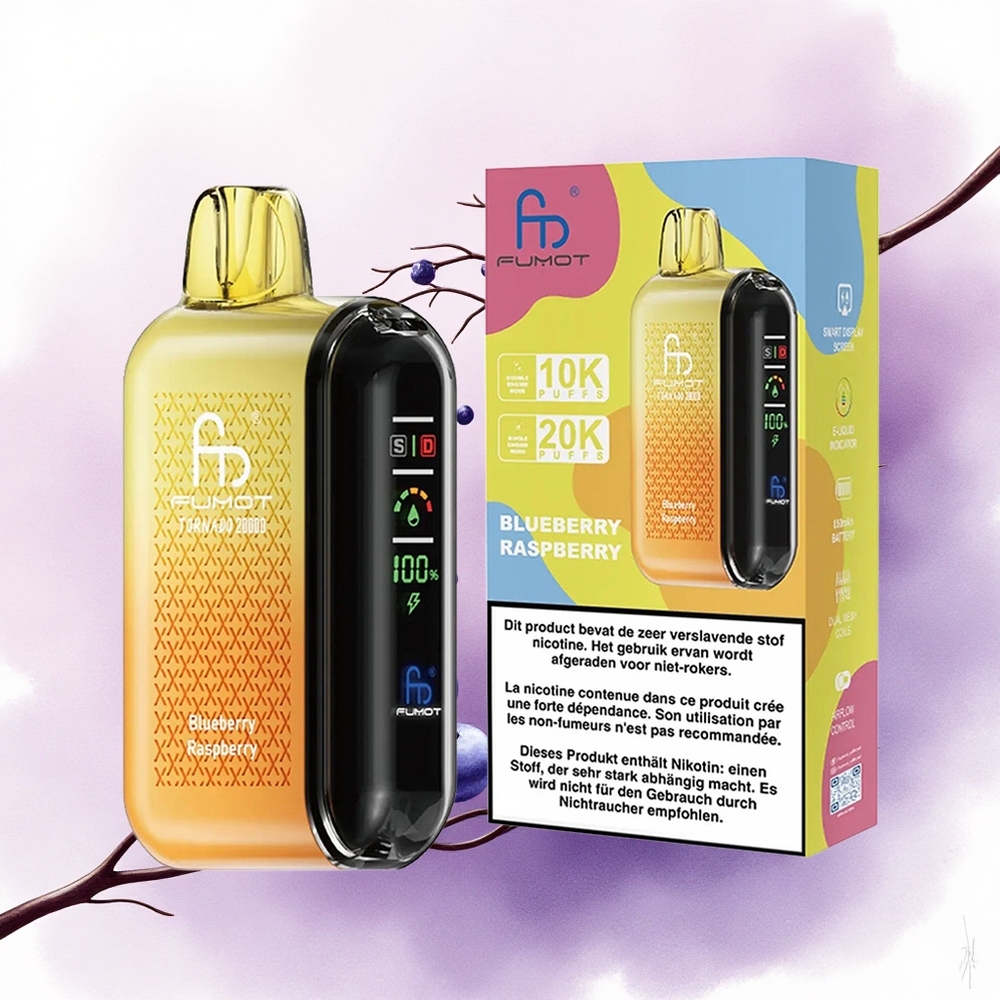Fumot Tornado 20000 Puffs Afine Zmeură Dual Mesh 850mAh 2 Nicotină