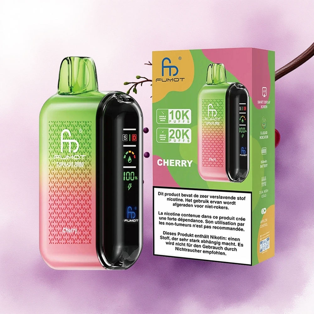 Fumot Tornado 20000 Puffs Cireș Dual Bobină Rețea 850mAh