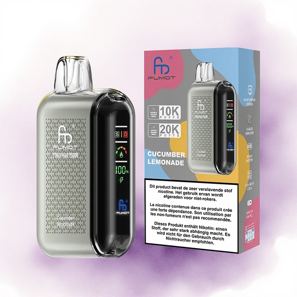 Fumot Tornado 20000 Puffs Limonadă Castravete cu Nicotină 2 și Baterie 850mAh