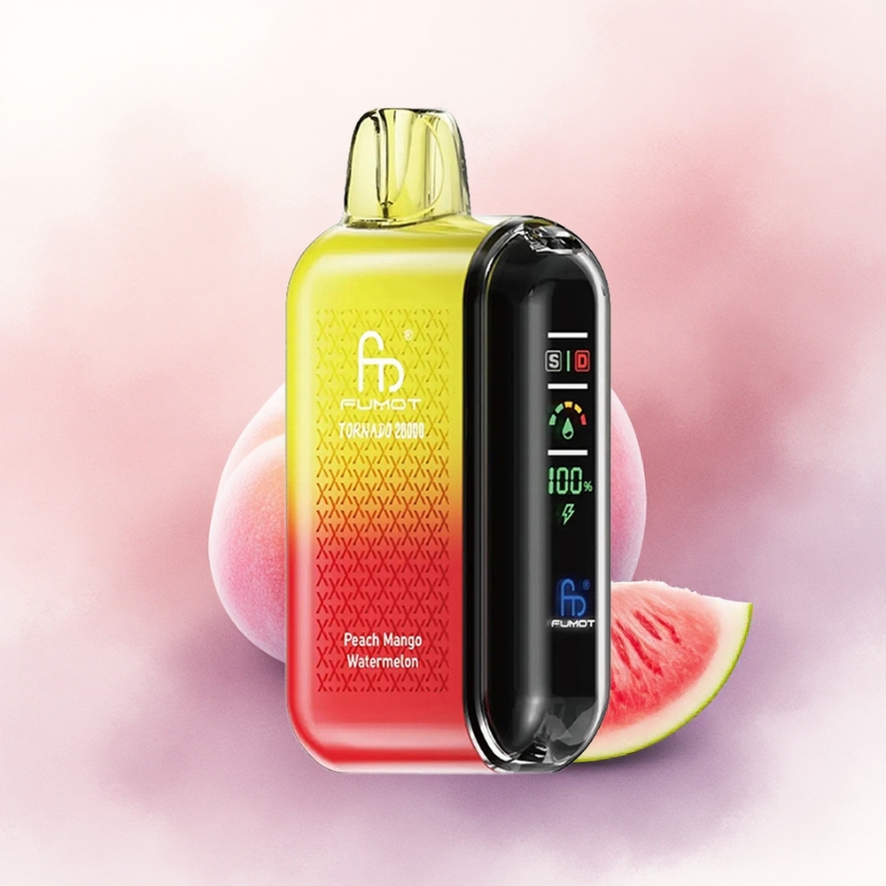 Fumot Tornado 20000 Puffs Piersic Mango Pepene Verde cu 2 Nicotină și Baterie 850mAh