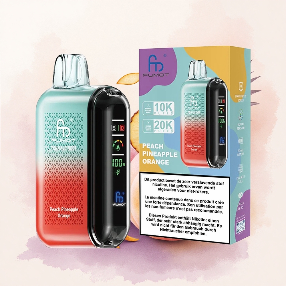 Fumot Tornado 20000 Puffs Piersică Ananas Portocală cu Dual Mesh și 850mAh
