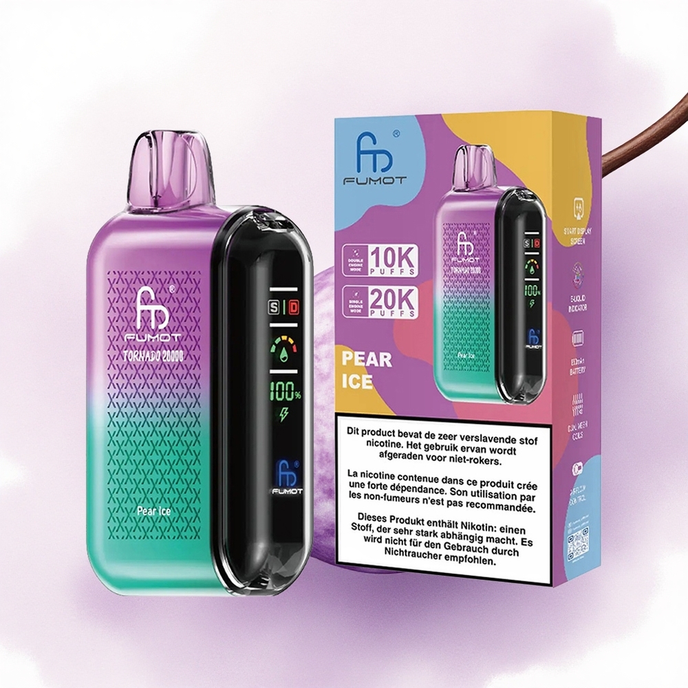 Fumot Tornado 20000 Puffs Păr Gheață cu Coil Dual și 850mAh