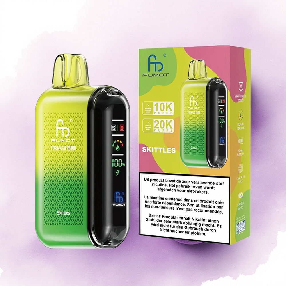 Fumot Tornado 20000 Puffs Skittles Dual Bobinaj și 850mAh