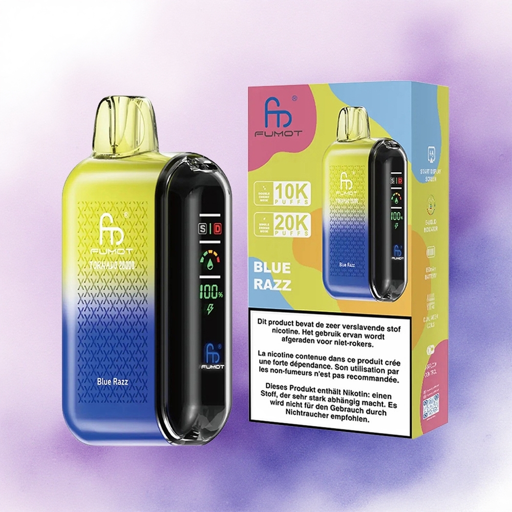 Fumot Tornado 20000 Puffs Zmeura Albastră cu 20ml E-lichid și 850mAh