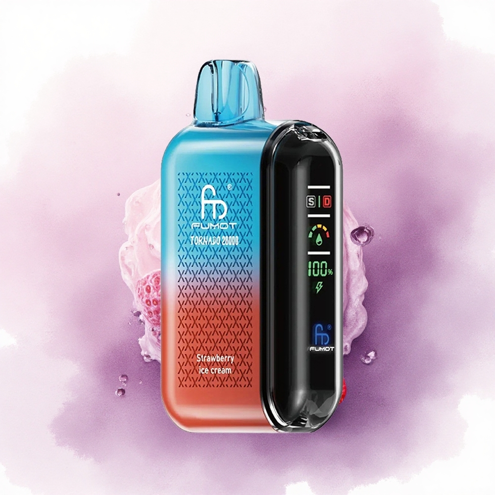 Fumot Tornado 20000 Puffs Înghețată de Căpșuni cu Dual Mesh Coil și 850mAh