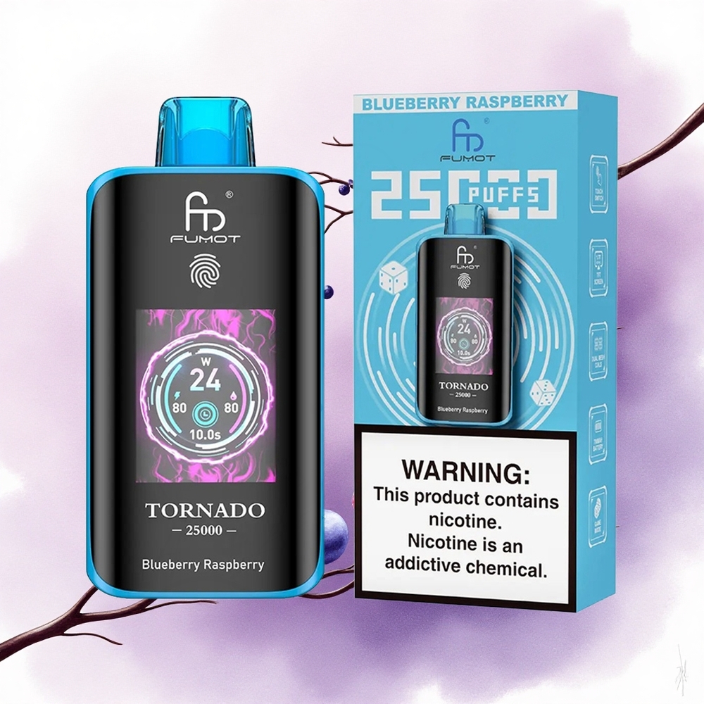 Fumot Tornado 25000 Puffs Afine Zmeură 700mAh 20ml 0/2/3/5 Nicotină