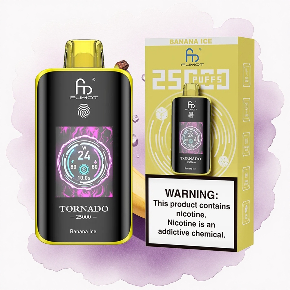 Fumot Tornado 25000 Puffs Banana Gheață cu 700mAh și 20ml