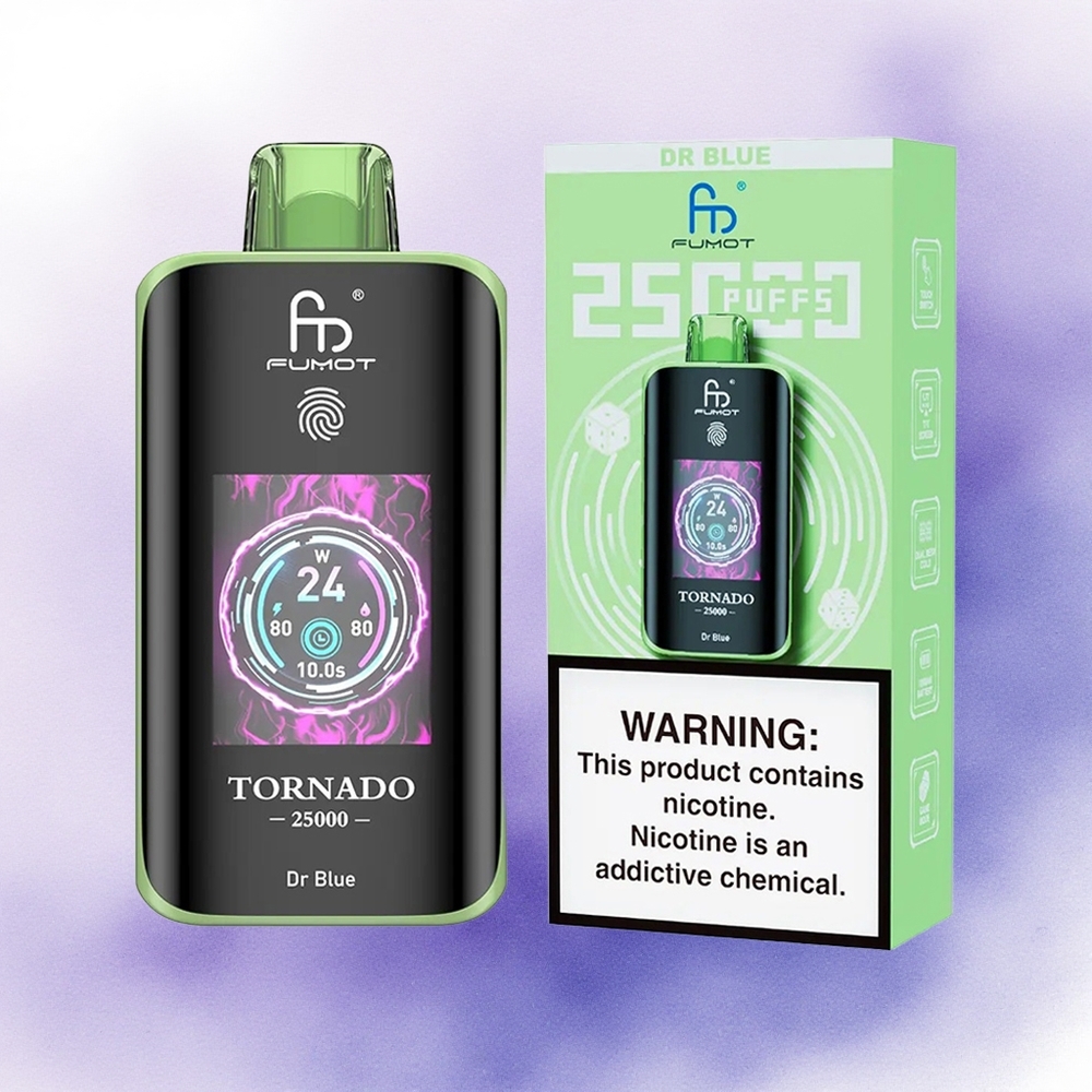 Fumot Tornado 25000 Puffs Doct Albastru cu Ecran HD și 700mAh