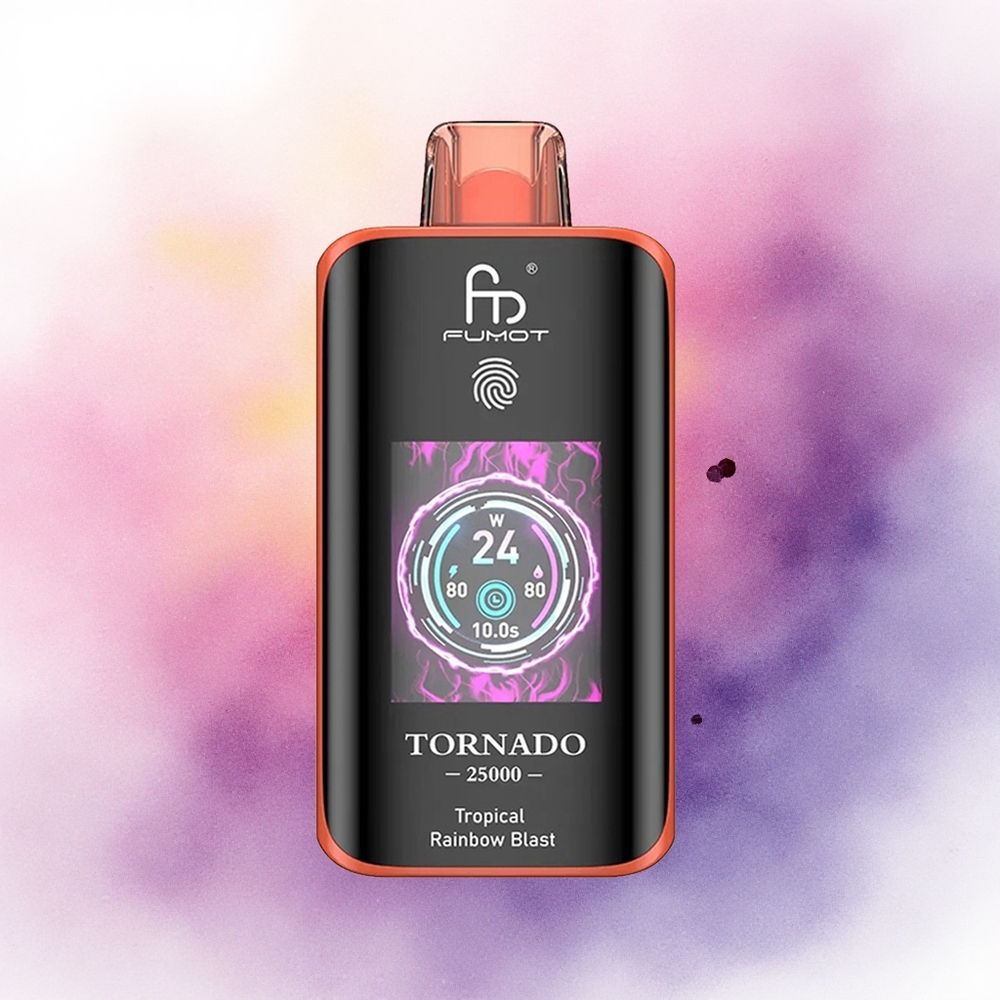 Fumot Tornado 25000 Puffs Explozia Tropicală a Curcubeului cu 5 Nicotină și Baterie 700mAh