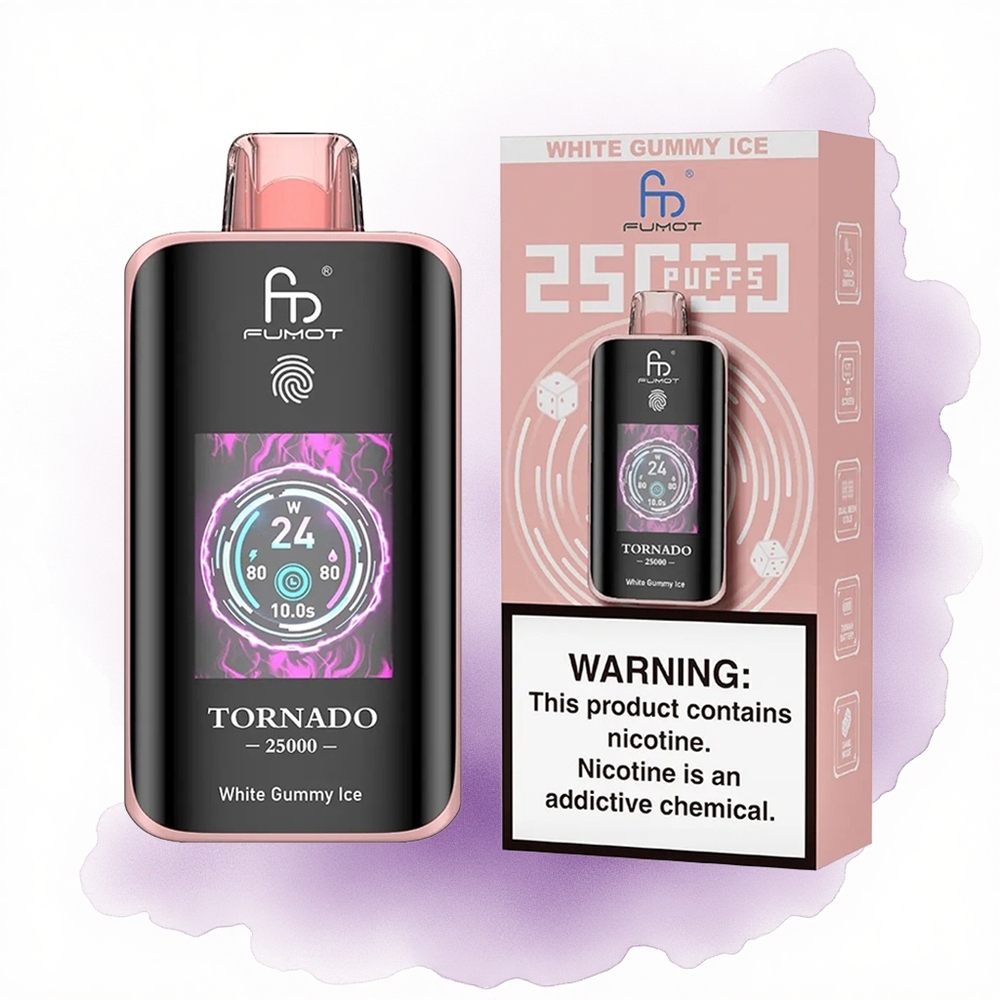 Fumot Tornado 25000 Puffs Gumă Albă de Gheață cu 700mAh și 20ml Lichid Pre-umplut