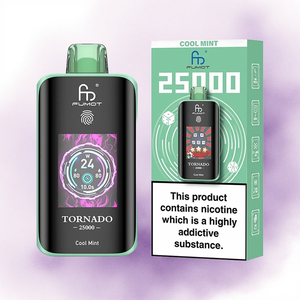 Fumot Tornado 25000 Puffs Mentă Rece cu Ecran HD și Baterie 700mAh