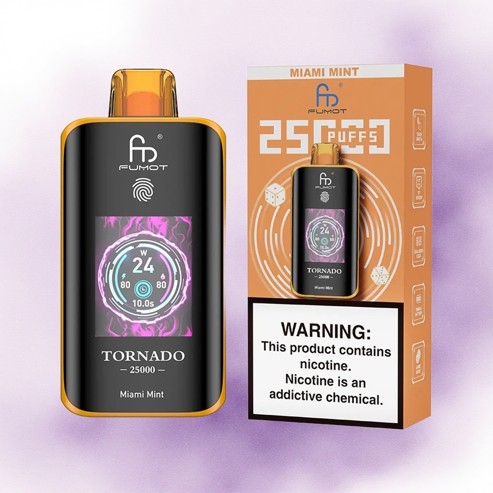 Fumot Tornado 25000 Puffs Mint Miami cu Ecran HD și Baterie 700mAh