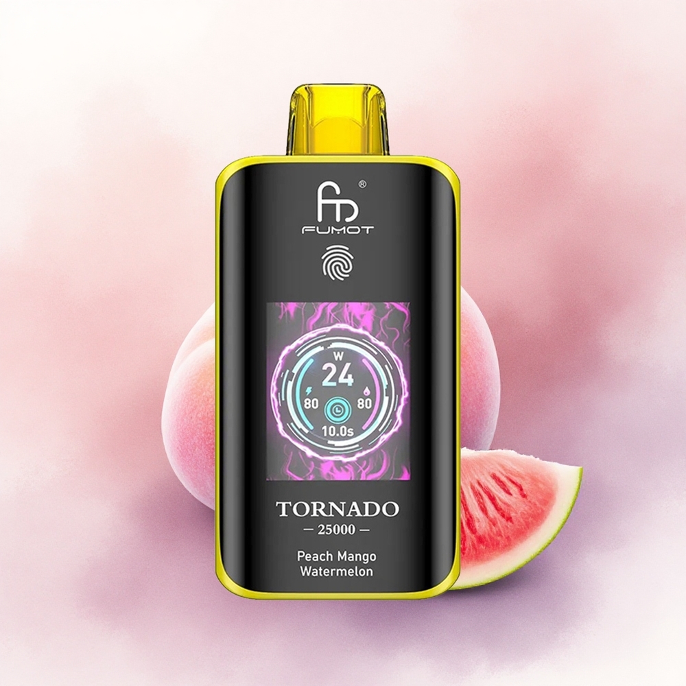 Fumot Tornado 25000 Puffs Piersic Mango Pepene cu Nicotină 5 și Baterie 700mAh