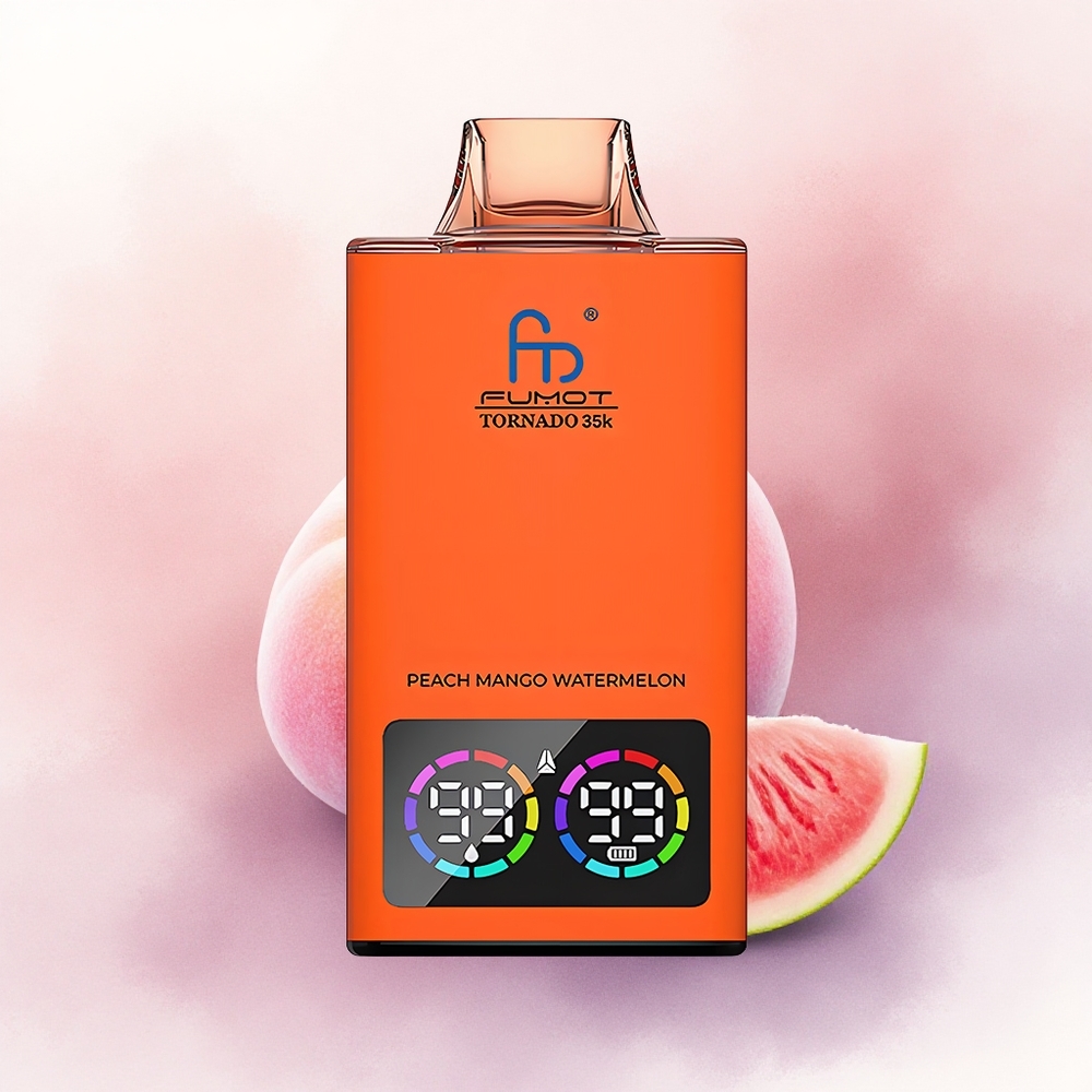 Fumot Tornado 35000 Puffs Piersic Mango Pepene cu Coil Dual și Baterie 700 mAh