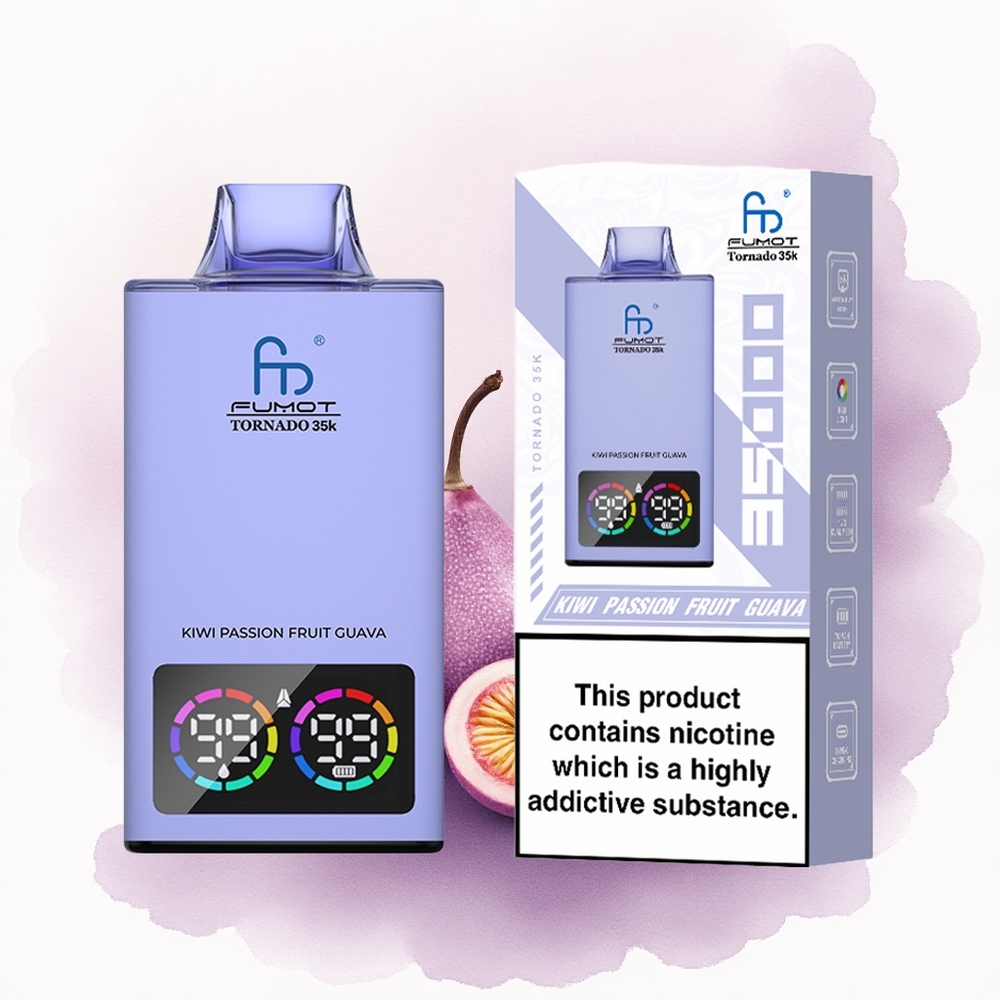Fumot Tornado 35000 Puffs Zmeură Maracujă Guava cu Baterie 700mAh și USB-C