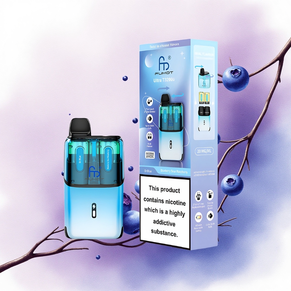 Fumot Ultra T32000 Puffs Dr Albastru - Afine Acidulată Zmeură cu 20mg Nicotină și 800mAh