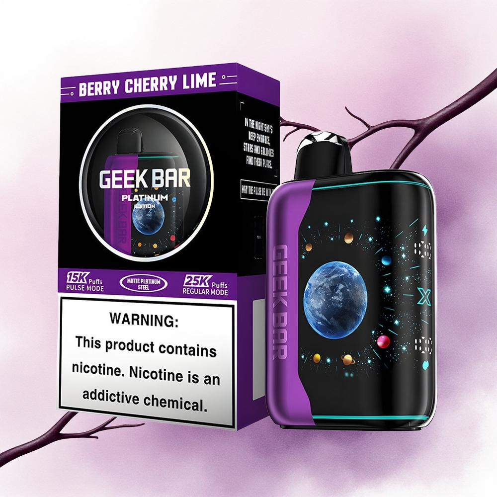 GEEK BAR Platinum Edition 25000 Puffs Afineu Cireșu Lămâie cu 2 nicotină și Dual Mesh Coil
