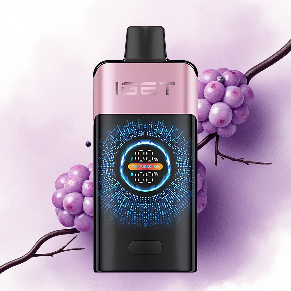 IGET ONE 12000 Puffs Afine de Zmeură cu Ecran Curbat și 2700 mAh