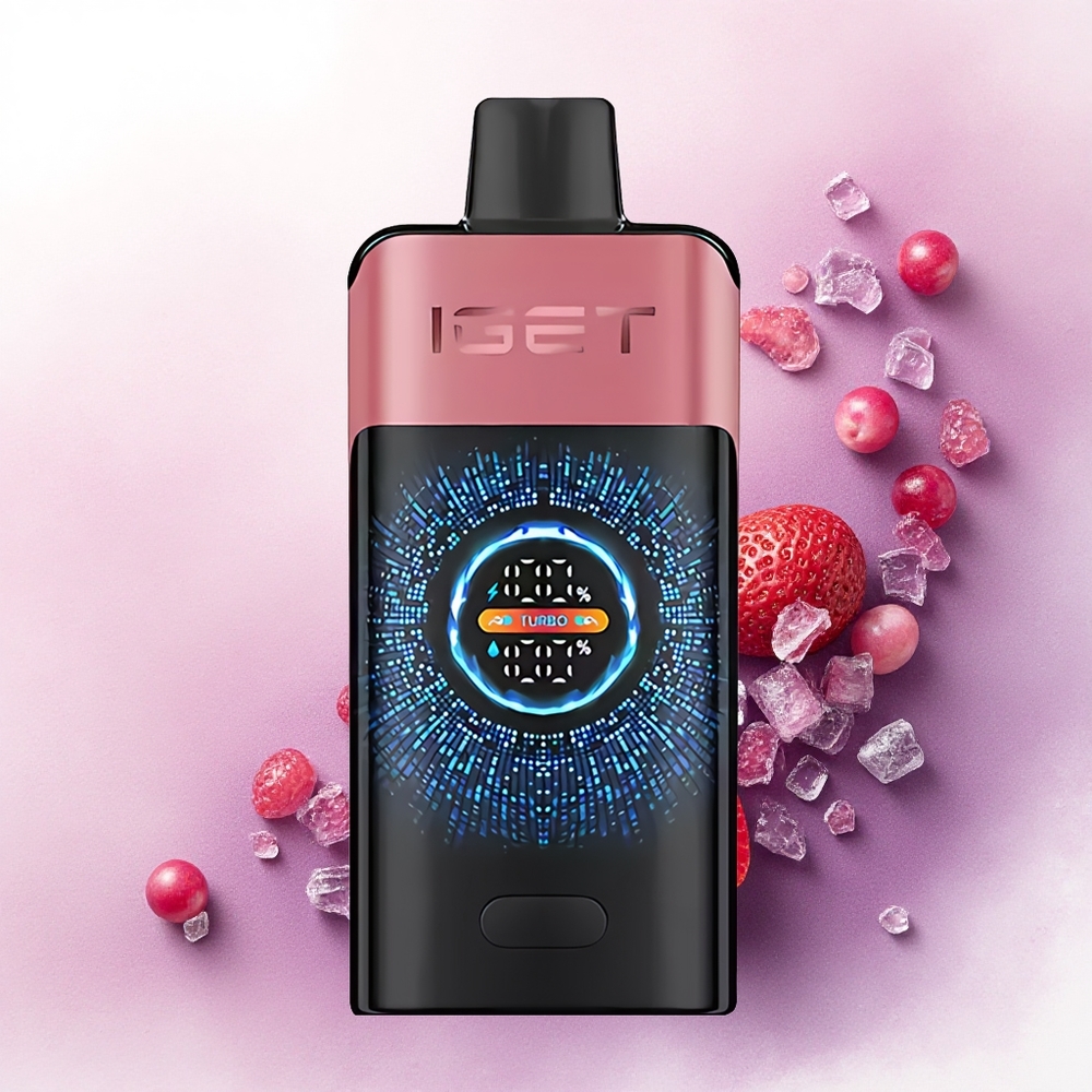 IGET ONE 12000 Puffs Capsuni Rodie Gheață cu Baterie 2700 mAh și Ecran Color Curbat