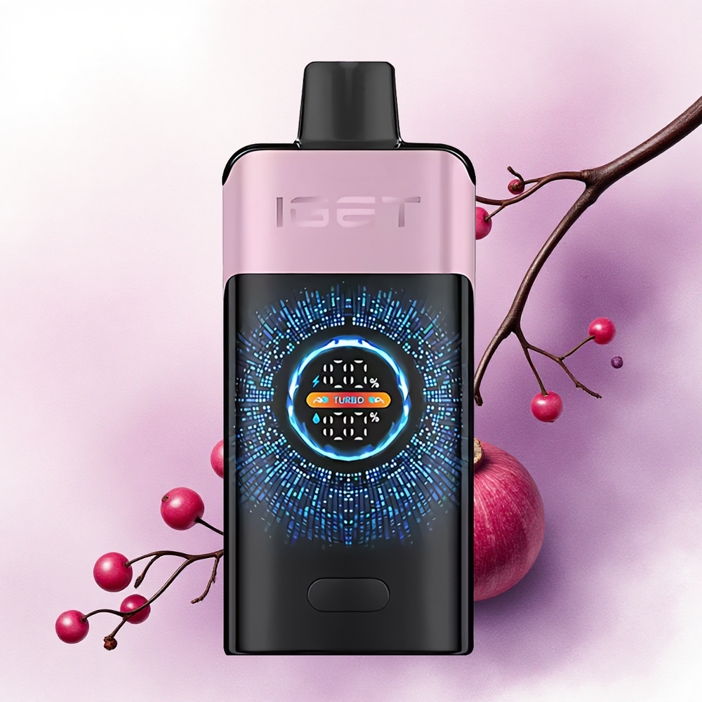 IGET ONE 12000 Puffs Cireșă Rodie cu Baterie 2700 mAh și Ecran Color Curbat