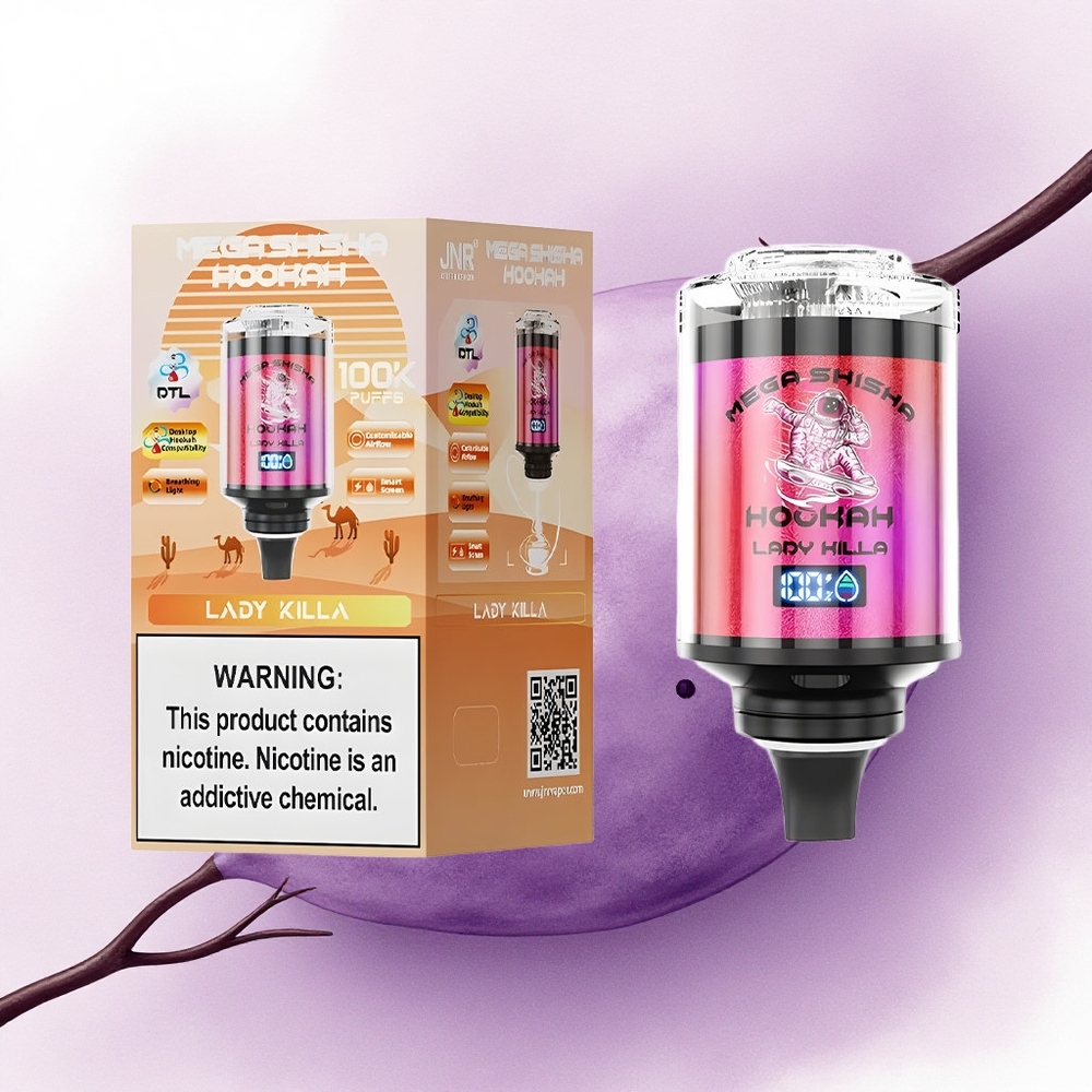 JNR Mega Shisha Hookah 100K Doamna Ucigașă 60ml 2200mAh 2 Nicotină