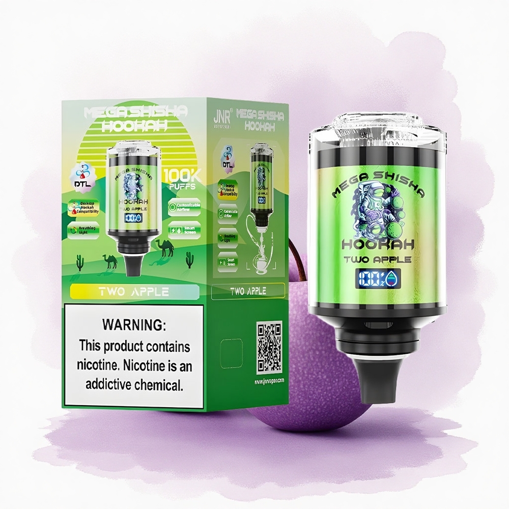 JNR Mega Shisha Hookah 100K Două Mere 2200mAh 60ml 2 Nicotină