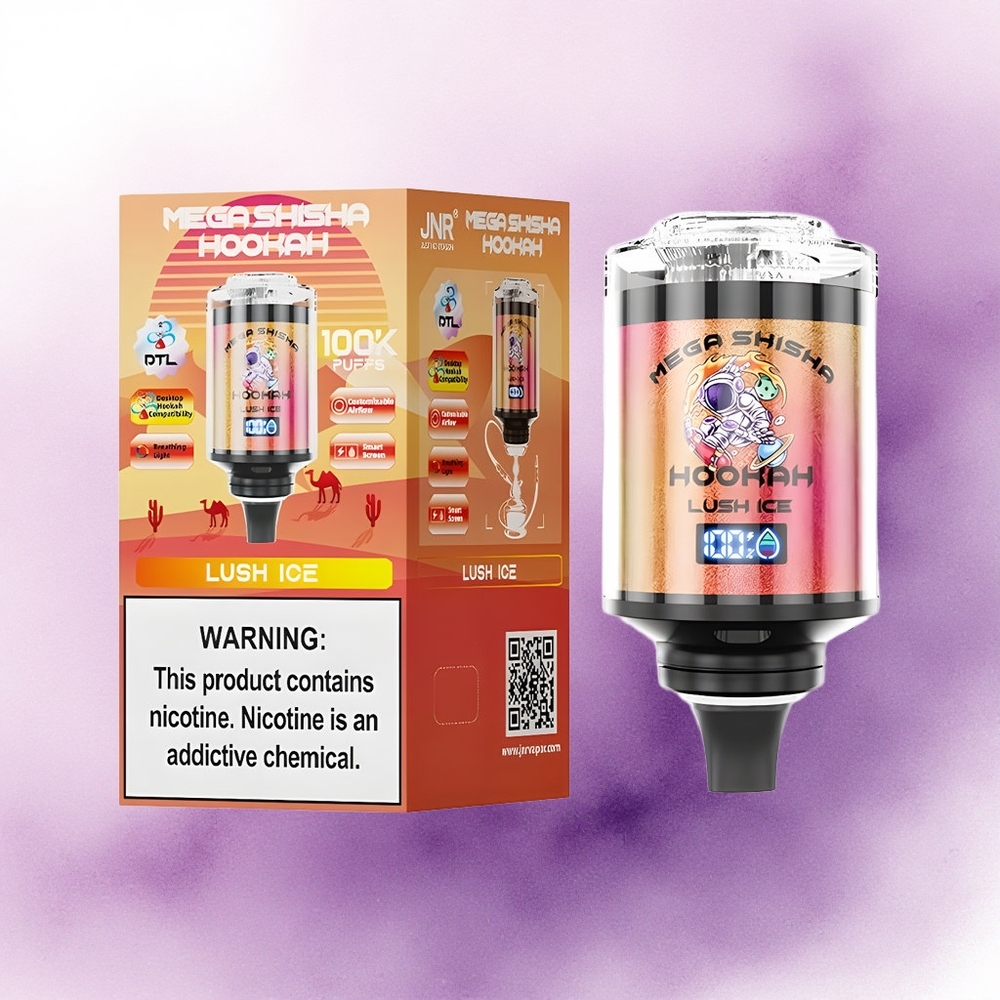 JNR Mega Shisha Hookah 100K Gheață Lush cu 2 nicotină și baterie 2200mAh