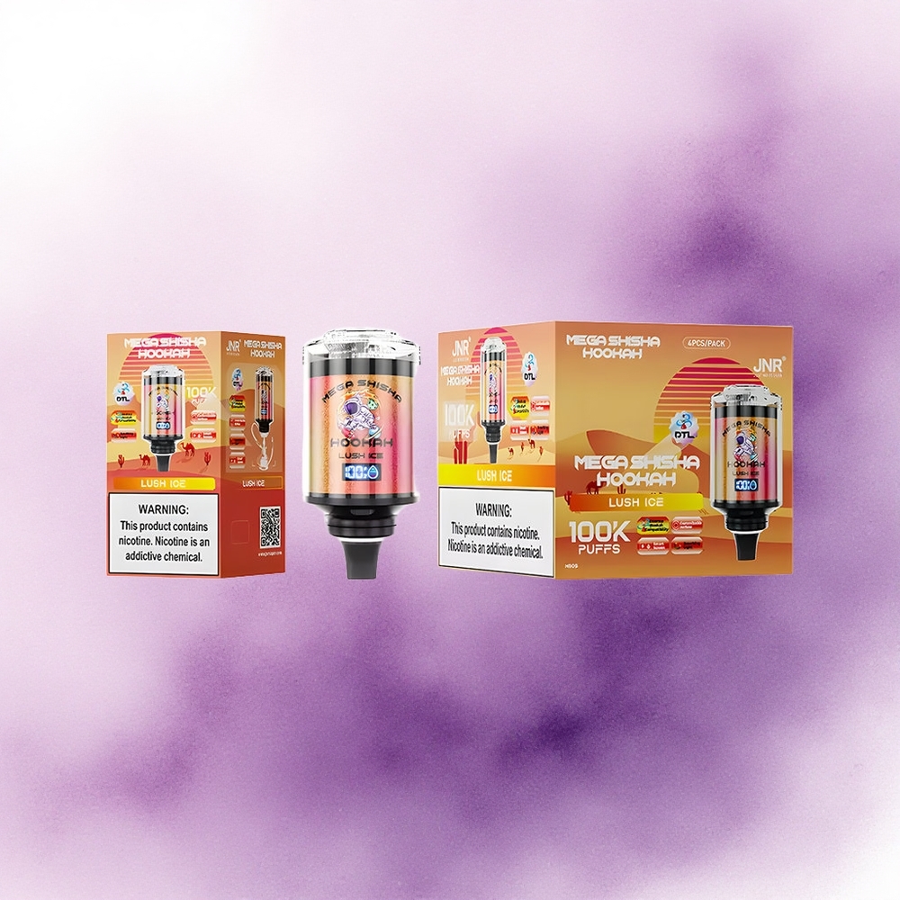 JNR Mega Shisha Hookah 100K Gheață Lush cu 2 nicotină și baterie 2200mAh