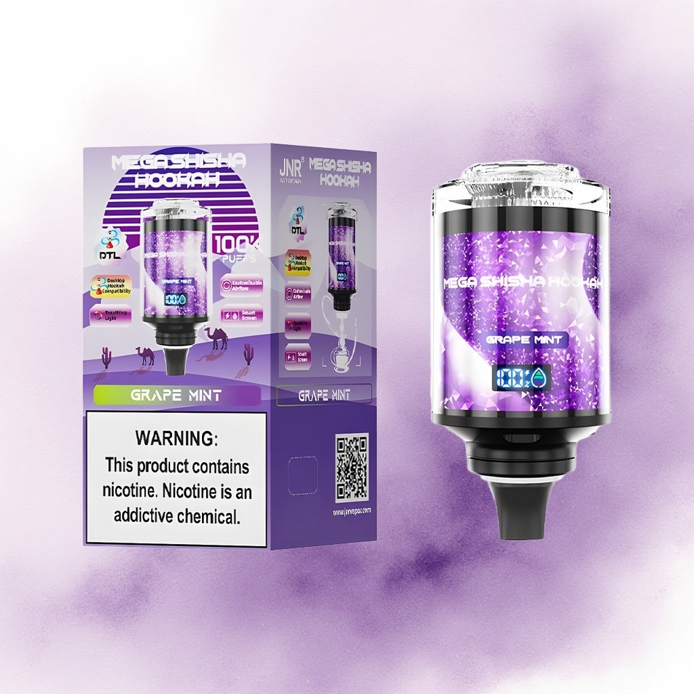 JNR Mega Shisha Hookah 100K Mentă Struguri cu 2 Nicotină și 2200mAh