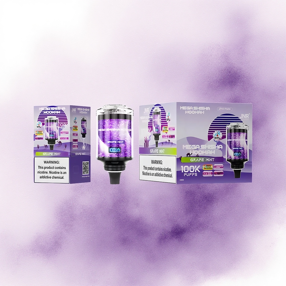 JNR Mega Shisha Hookah 100K Mentă Struguri cu 2 Nicotină și 2200mAh