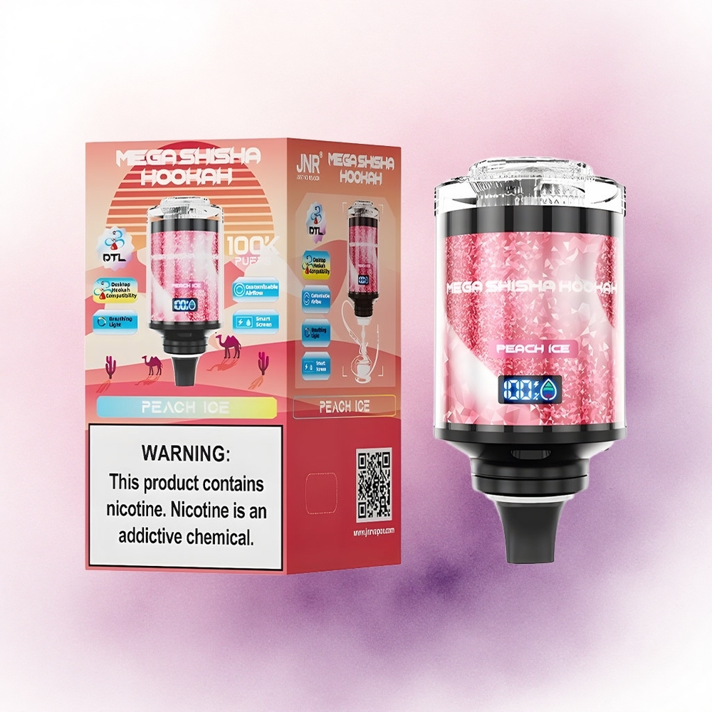JNR Mega Shisha Hookah 100K Piersică Gheață cu 2200mAh și 2 Nicotină
