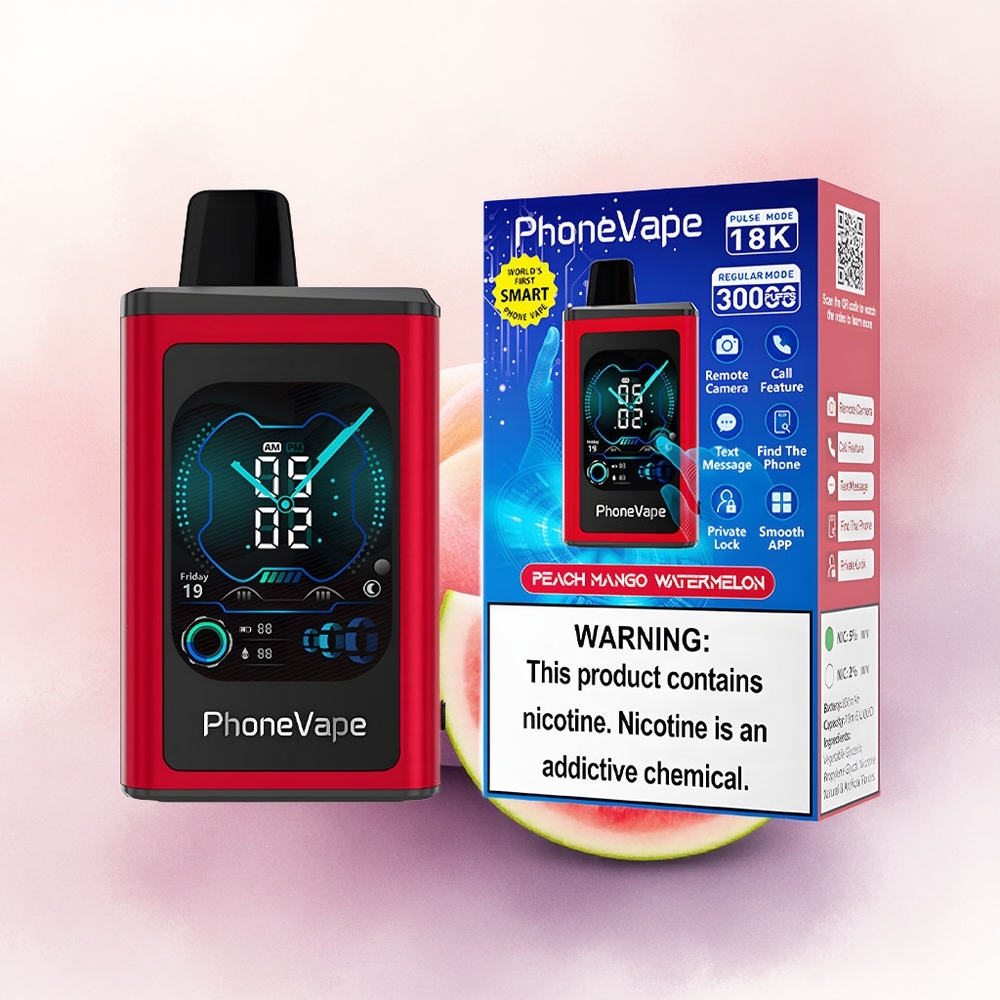 JNR PhoneVape 30000 Piersic Mango Pepene Verde cu Nicotină 5 și Baterie 850mAh
