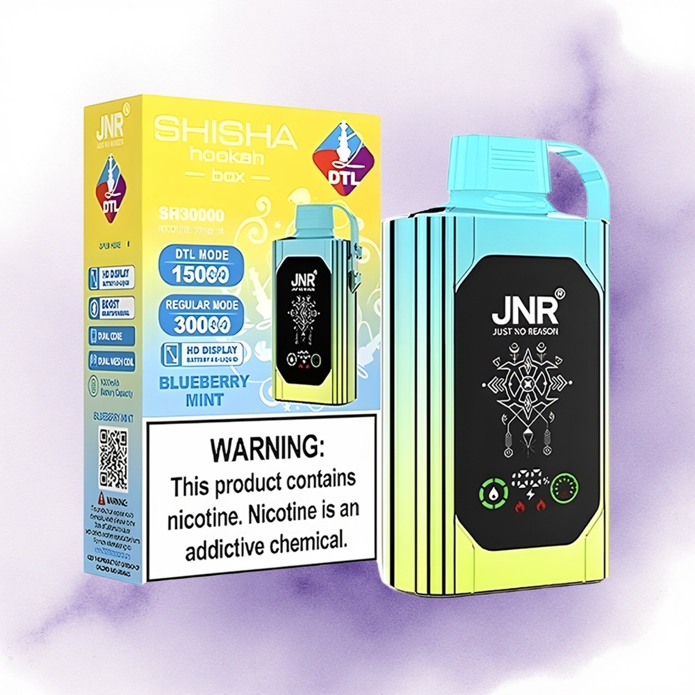 JNR Shisha Hookah Box 20500 Afine Mentolate cu Afine și Mentă Dual Mesh Coil 25ml 5 Nicotină 1000mAh