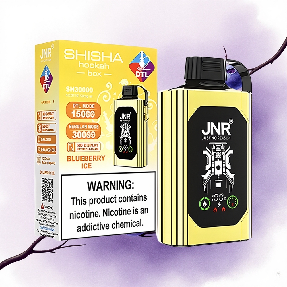 JNR Shisha Hookah Box 20500 Afine de Mure Gheață cu Dual Mesh Coil și 25ml