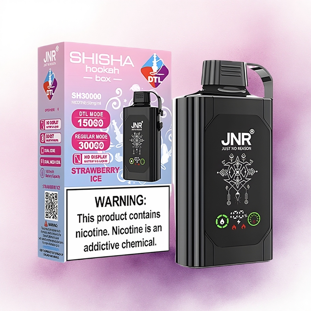 JNR Shisha Hookah Box 20500 Capsuni Gheață Display HD Dual Mesh Coil 25ml Nicotină 5