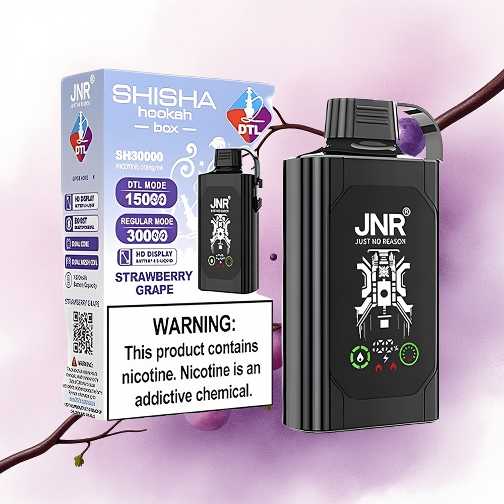 JNR Shisha Hookah Box 20500 Căpșună Strugure cu HD Display Dual Mesh Coil și 1000mAh