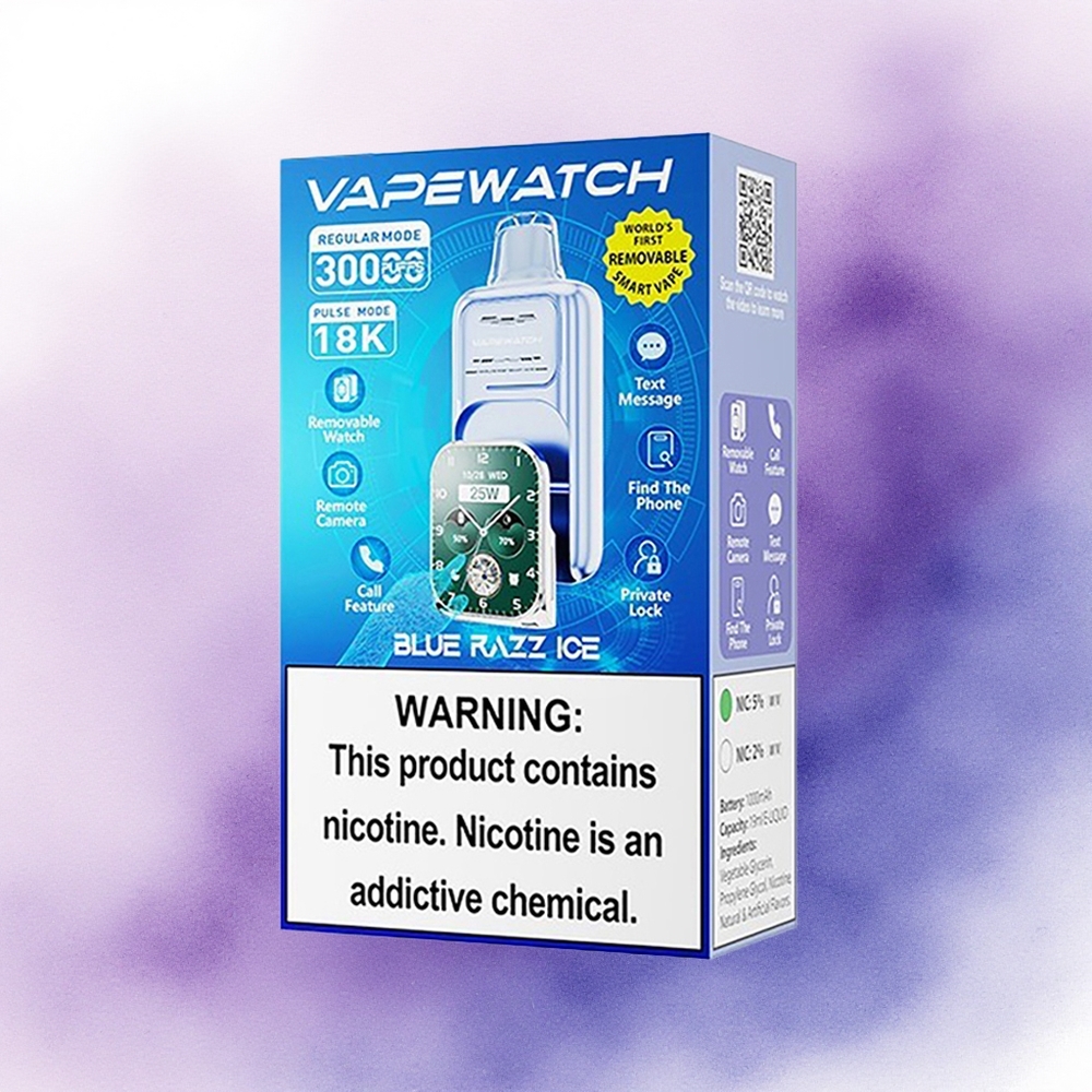 JNR VapeWatch 30000 Gheață Zmeură Albastră 1000mAh 5 Nicotină Dual Mesh
