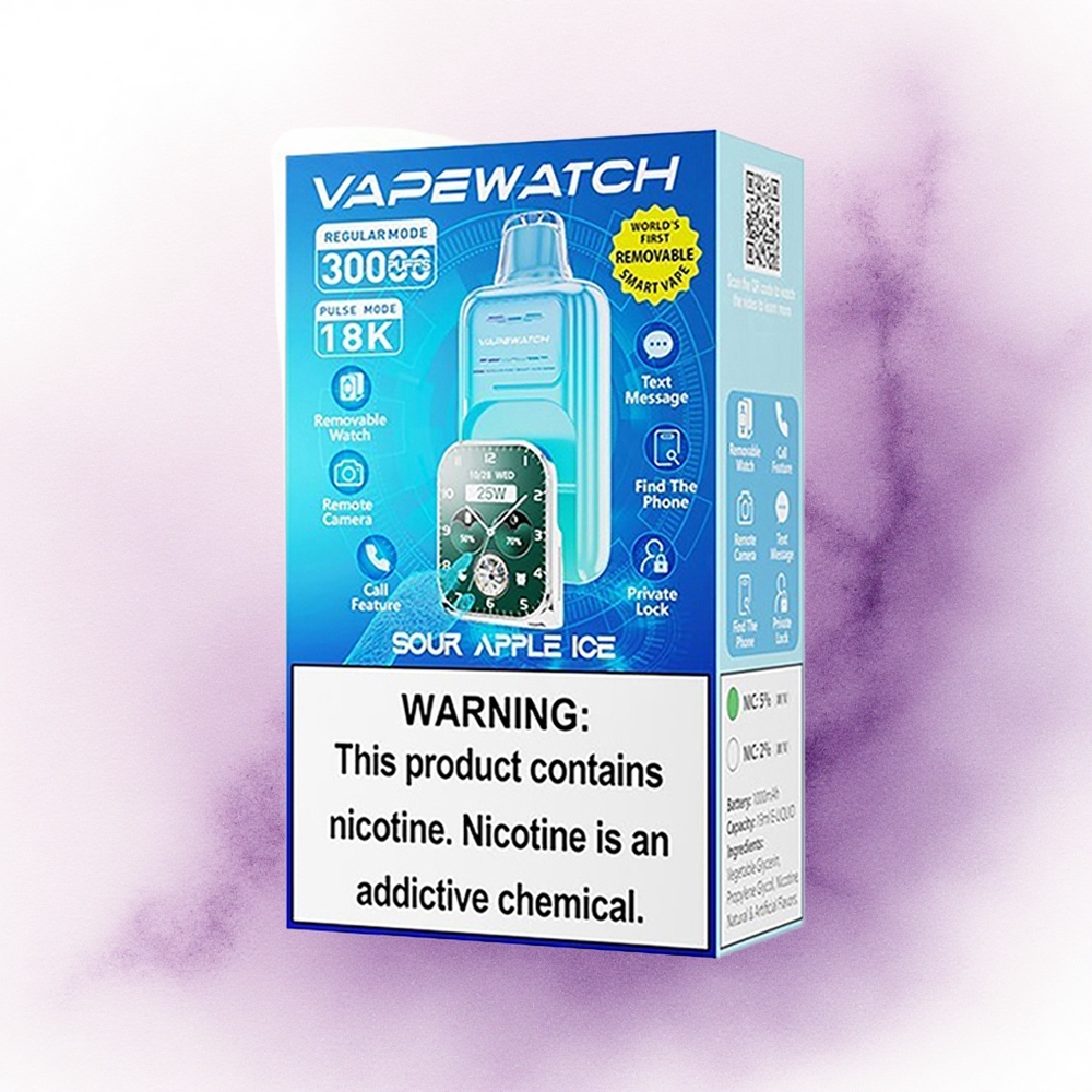 JNR VapeWatch 30000 Măr Acru Gheață cu 5 Nicotină și 1000mAh